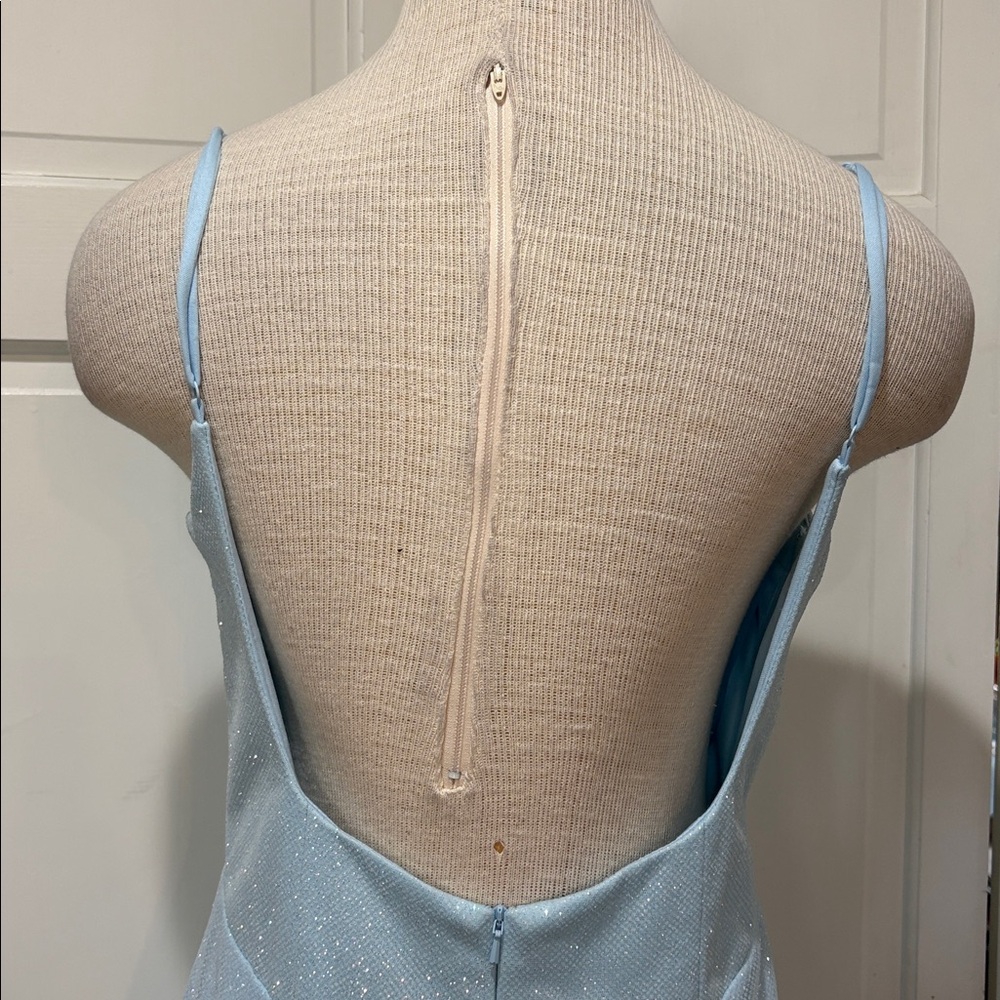 Abby Paris sz 10 light blue sequin spaghetti strap prom formal dress NWT - Picture 7 of 11
